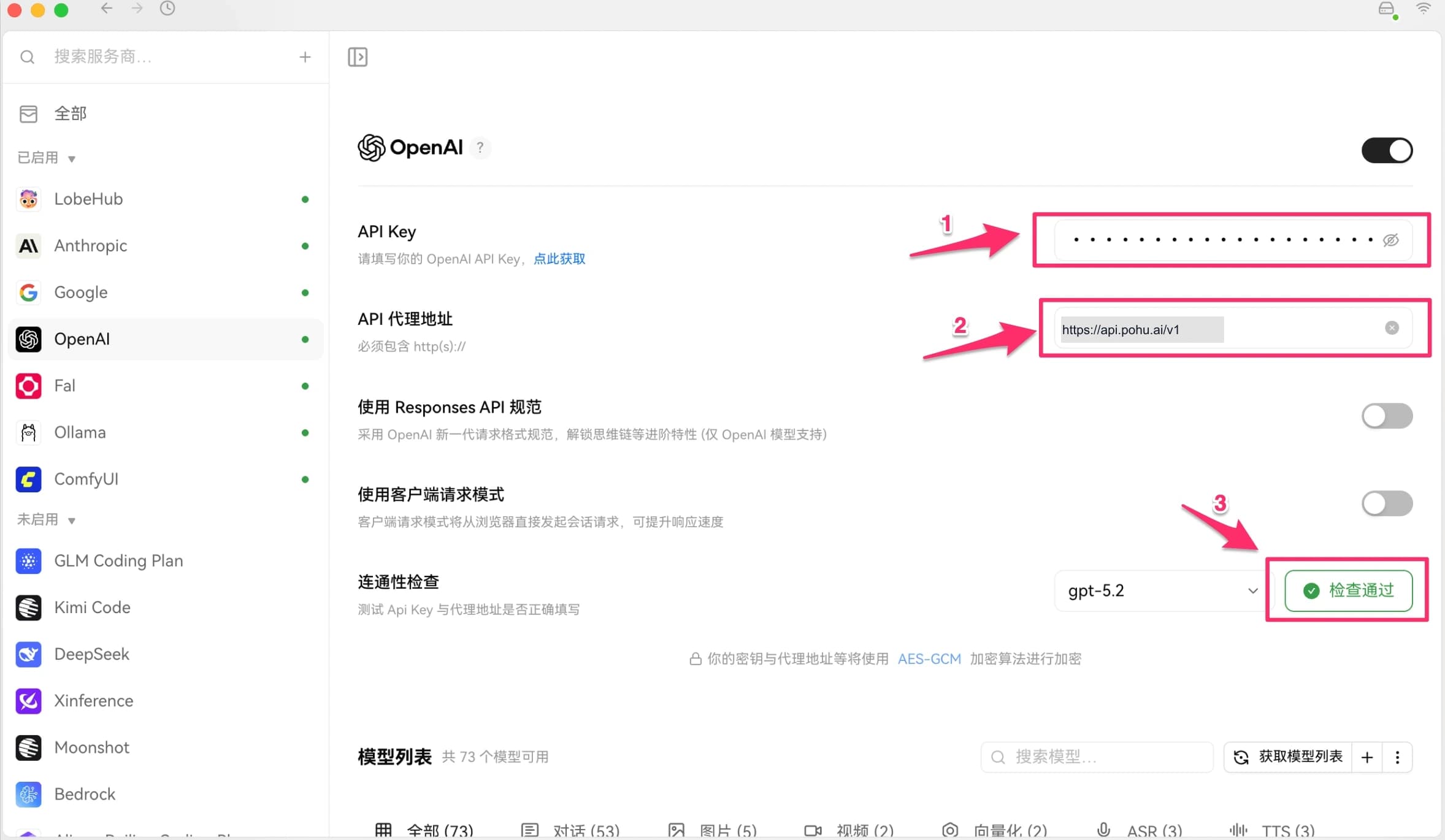 Fill in configuration and check connection